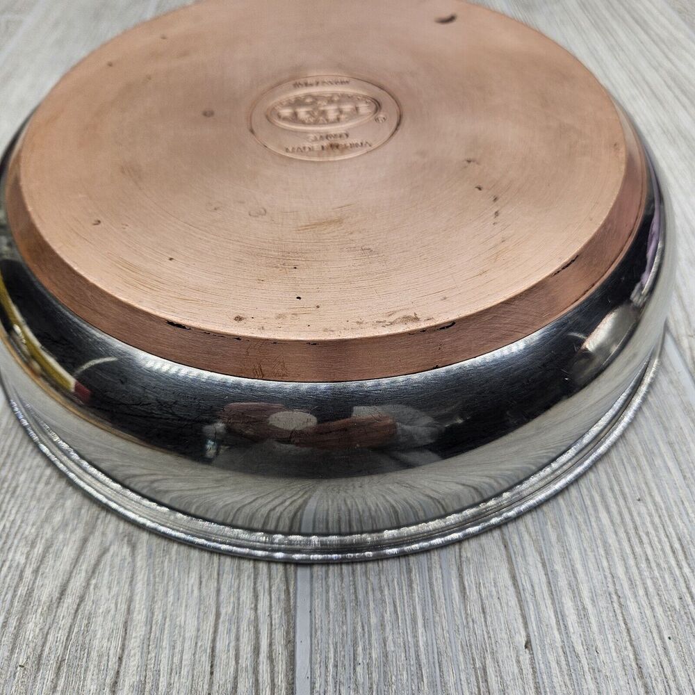 Revere Ware 10in Polished Ellipse Copper Disk Sauté Skillet Frying Pan SM 03k - Picture 9 of 10
